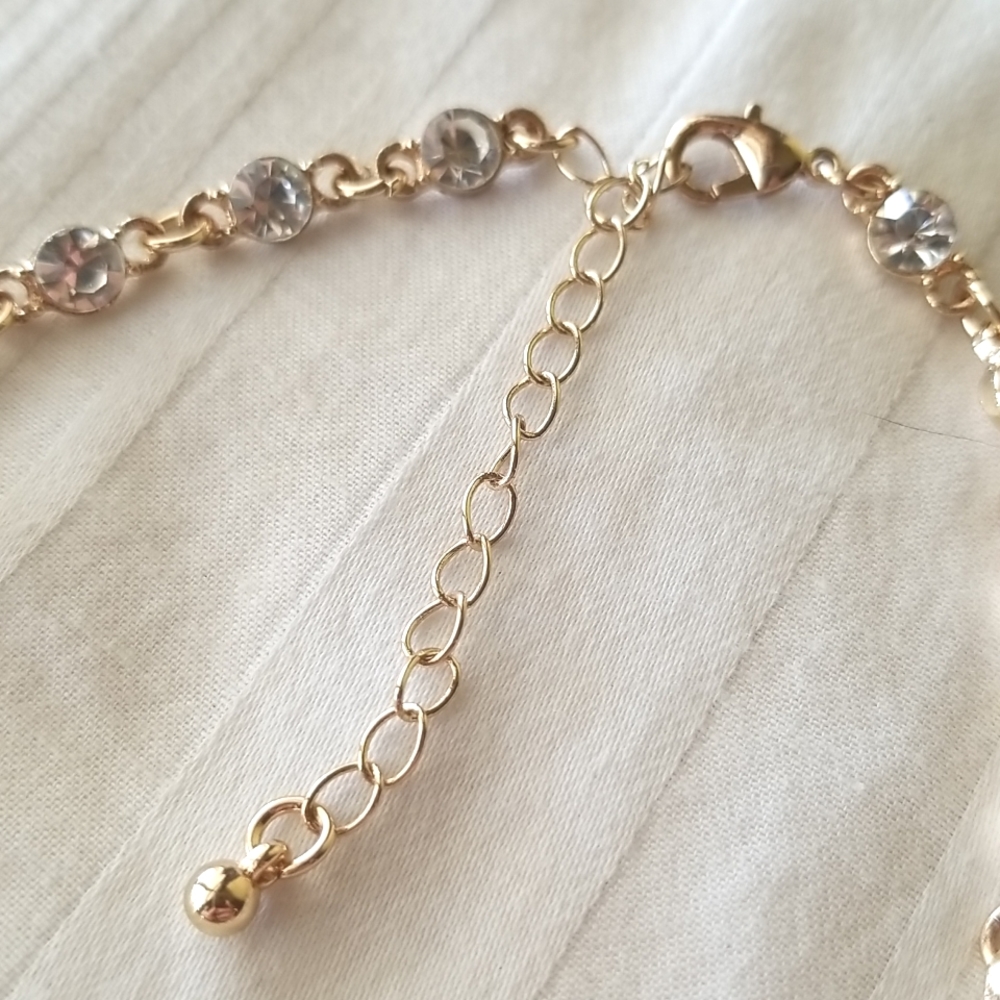 Gold Rhinestone Choker Necklace - Picture 2 of 4